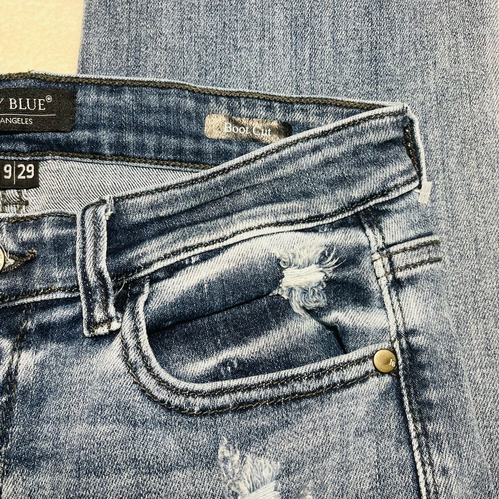 Judy Blue High Waist Destroyed Bootcut Denim Jeans sz 9/29 - Picture 5 of 14